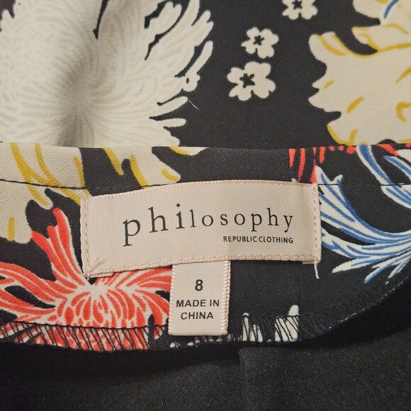 Philosophy Black Floral Pencil Skirt sz8 - Picture 7 of 10